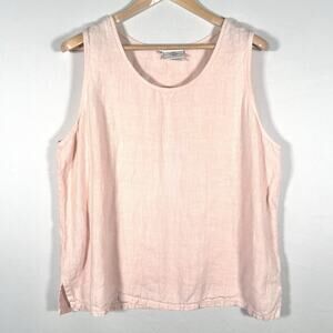 Linen Boho Relaxed Sleeveless Shirt Top Hot Cotton Light Pink Women’s‎ Plus 2X